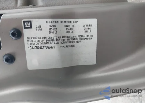 2001 Chevrolet Cavalier Cng из США, поврежденный, VIN 1G1JC524X17368471